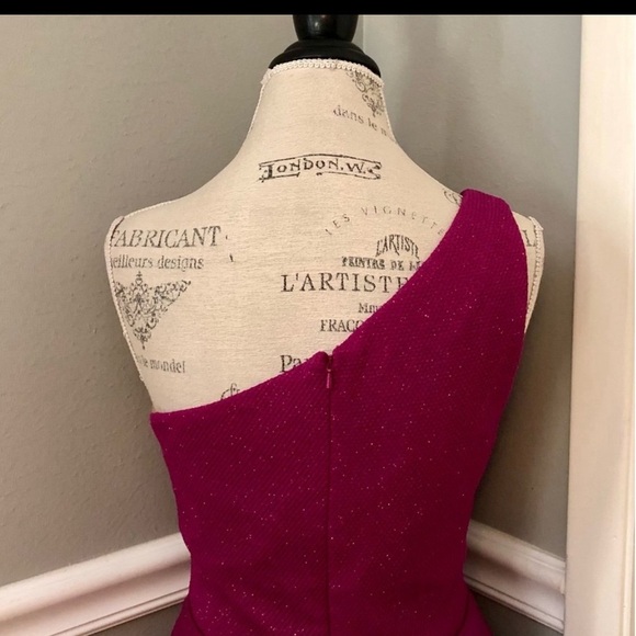 JOVANI SZ 8
FUCHSIA SHIMMER
ONE SHOULDER
FORMAL COCKTAIL
DRESS WITH POCKETS New - Picture 3 of 10